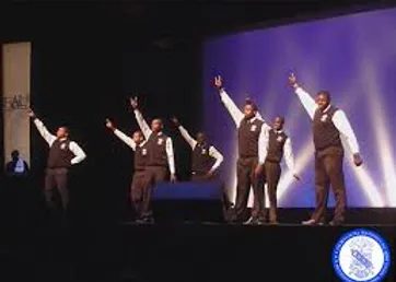 Brothers performing on stage