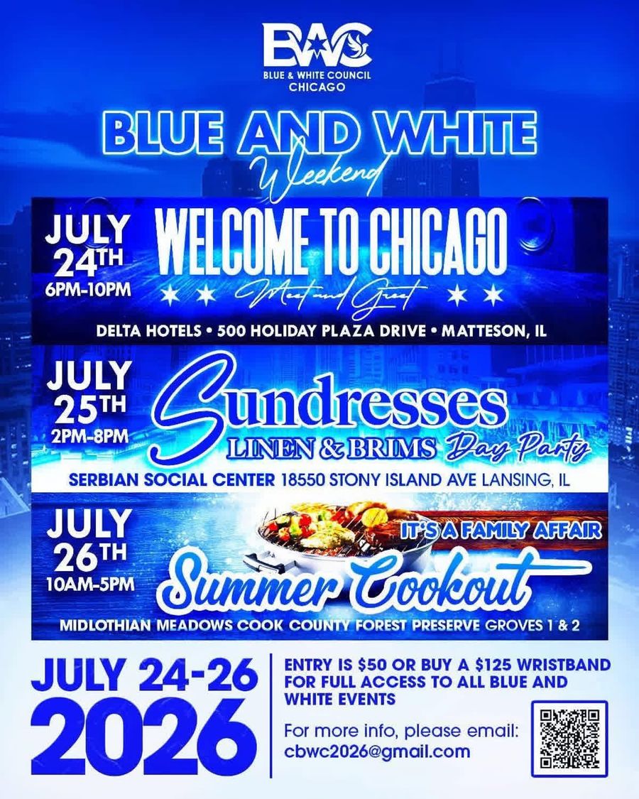 Blue and White Weekend flyer